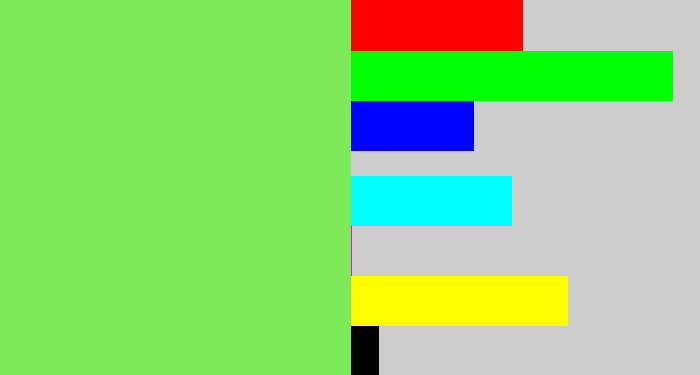 Hex color #7eea5a - lighter green