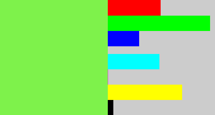 Hex color #7ef24b - kiwi green
