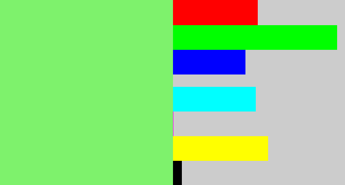 Hex color #7ef26c - lighter green