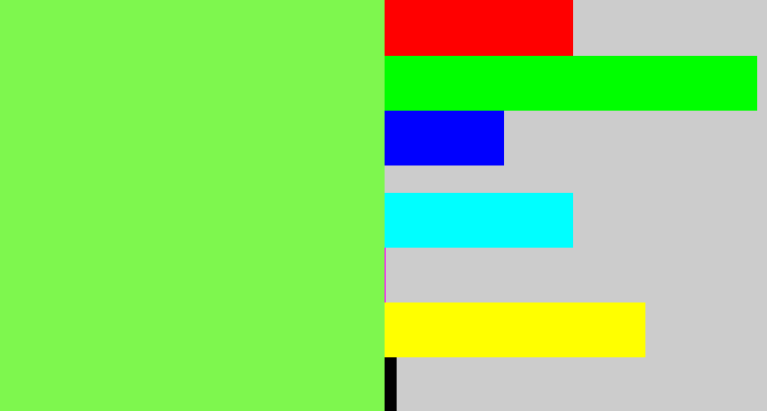Hex color #7ef74e - lighter green