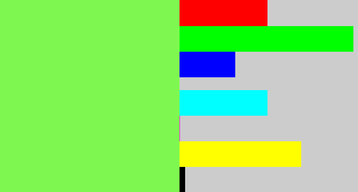 Hex color #7ef850 - lighter green