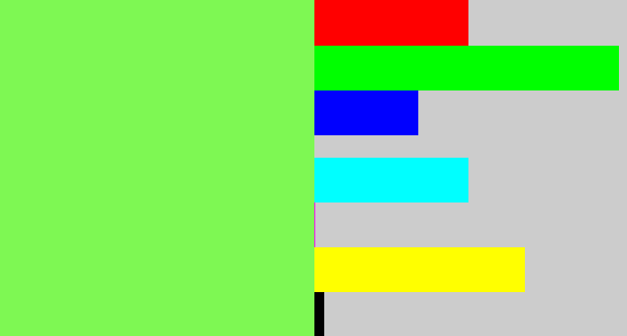 Hex color #7ef853 - lighter green