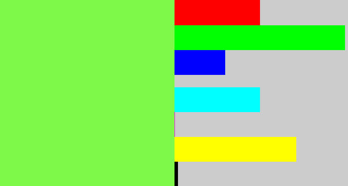 Hex color #7ef94a - lighter green