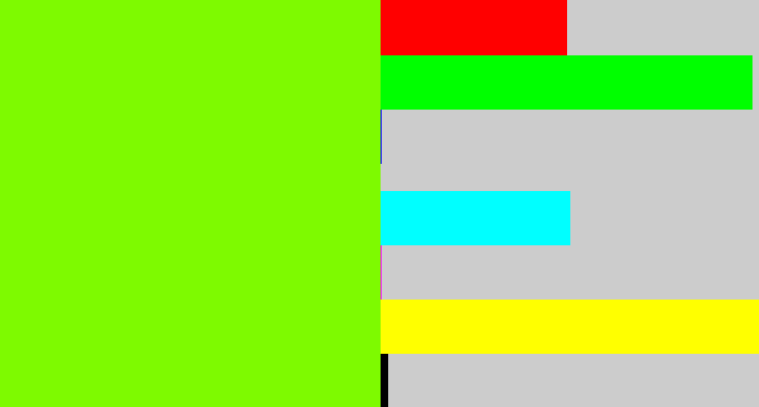 Hex color #7efa00 - bright lime