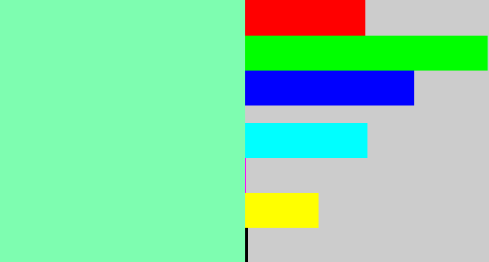 Hex color #7efdb0 - light blue green