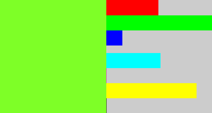 Hex color #7eff27 - acid green