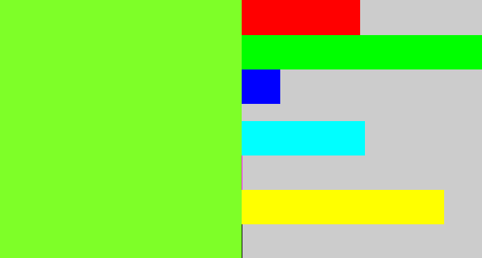 Hex color #7eff28 - acid green