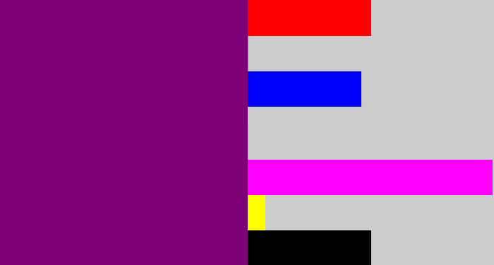 Hex color #7f0176 - darkish purple