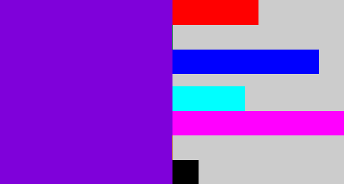 Hex color #7f01da - violet