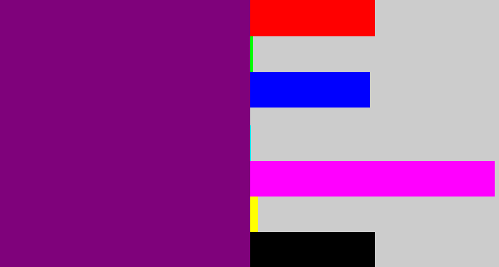 Hex color #7f027b - darkish purple