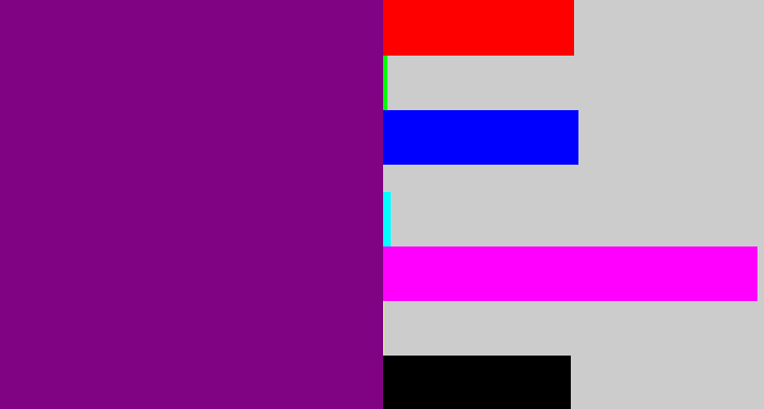 Hex color #7f0382 - darkish purple