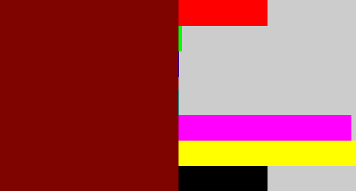 Hex color #7f0400 - dark red
