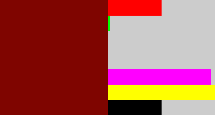 Hex color #7f0500 - dark red