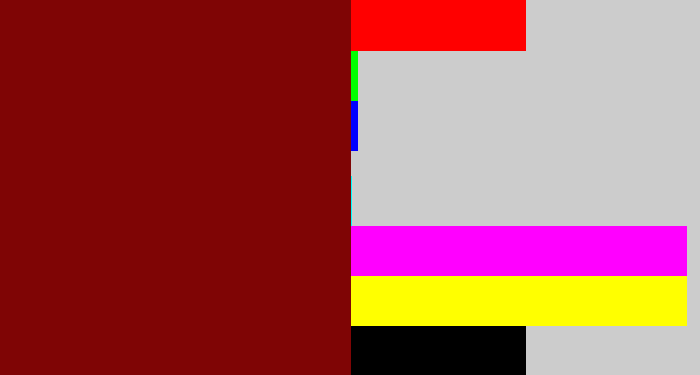 Hex color #7f0505 - dark red