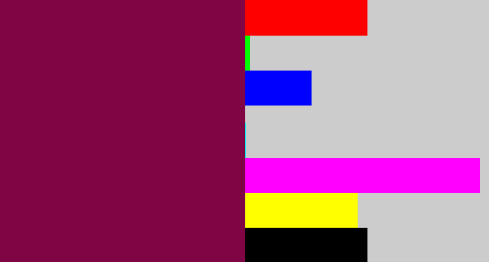 Hex color #7f0545 - red purple