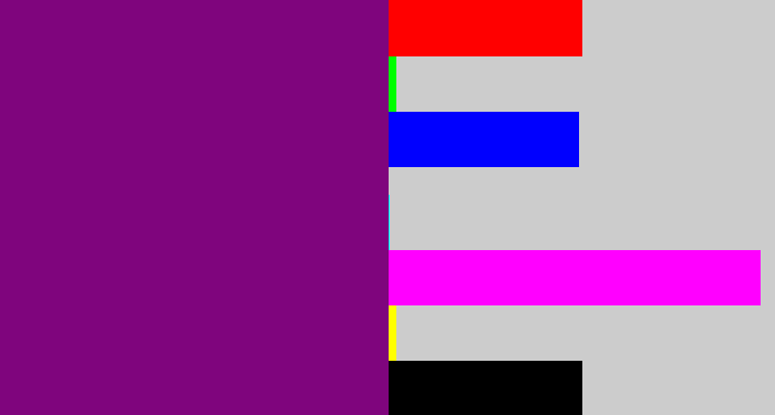 Hex color #7f057d - darkish purple
