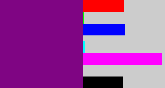 Hex color #7f0583 - darkish purple