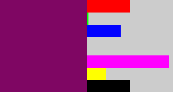 Hex color #7f0663 - rich purple