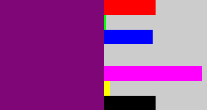 Hex color #7f0677 - darkish purple