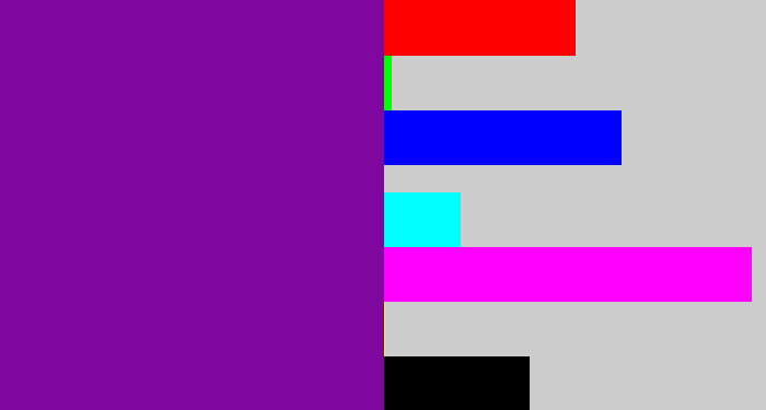 Hex color #7f069f - purple