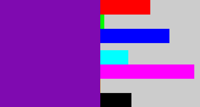 Hex color #7f0ab0 - purple