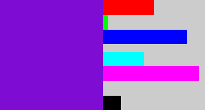 Hex color #7f0cd2 - violet