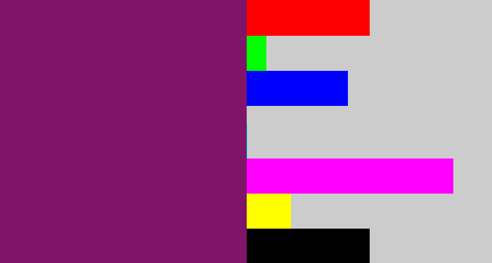 Hex color #7f1468 - darkish purple