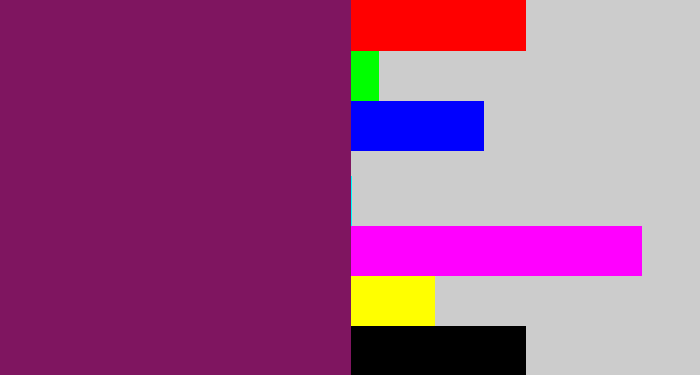 Hex color #7f1560 - darkish purple