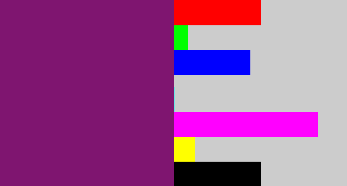 Hex color #7f1570 - darkish purple