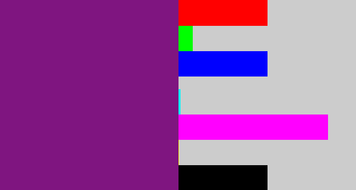 Hex color #7f1580 - darkish purple