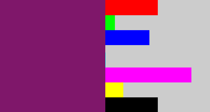 Hex color #7f176a - darkish purple