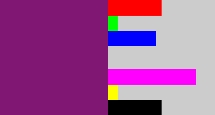Hex color #7f1773 - darkish purple