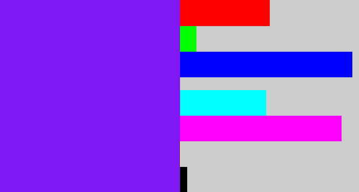 Hex color #7f18f5 - purply blue