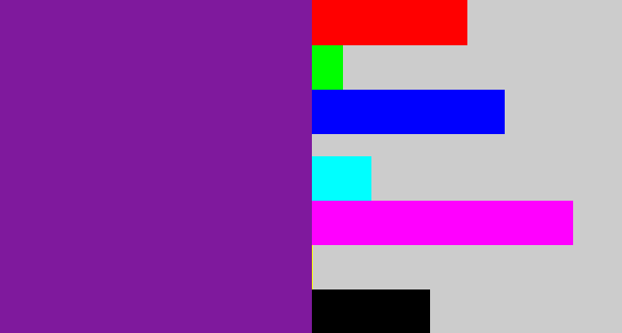 Hex color #7f199d - purple