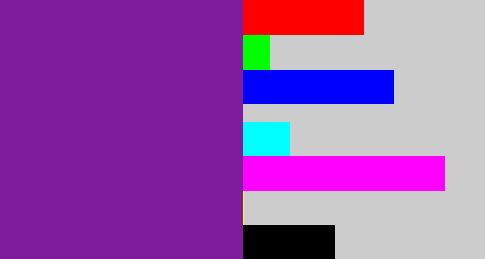 Hex color #7f1b9d - purple