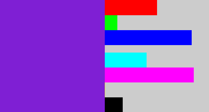 Hex color #7f1fd4 - burple