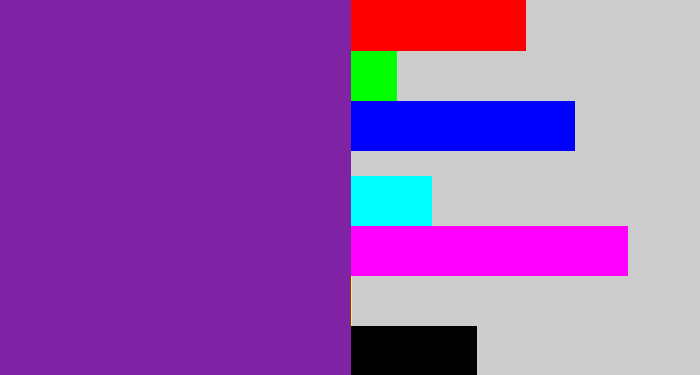 Hex color #7f22a4 - purple