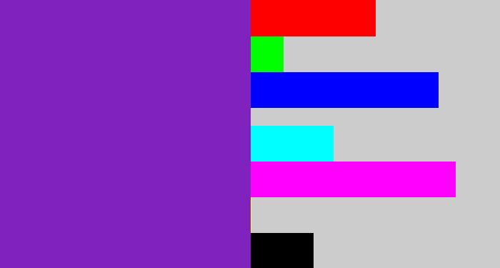 Hex color #7f22be - purple