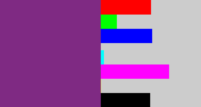 Hex color #7f2a83 - warm purple