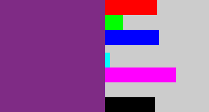 Hex color #7f2b85 - warm purple