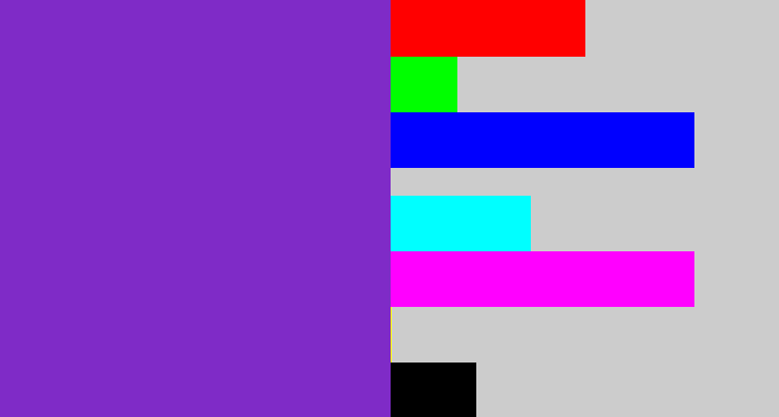 Hex color #7f2bc7 - bluey purple