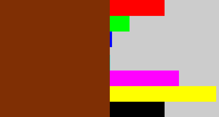 Hex color #7f2f04 - reddish brown