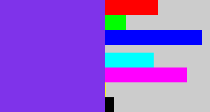 Hex color #7f33ea - bluish purple