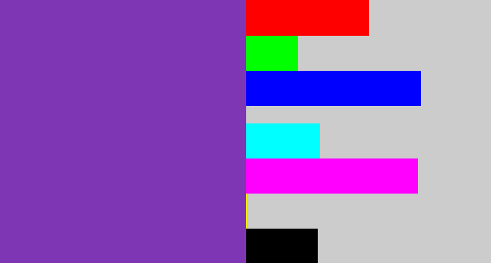 Hex color #7f36b5 - purply