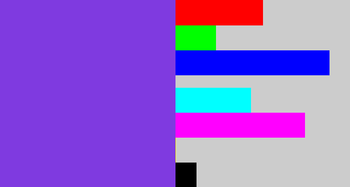 Hex color #7f3ae0 - bluish purple