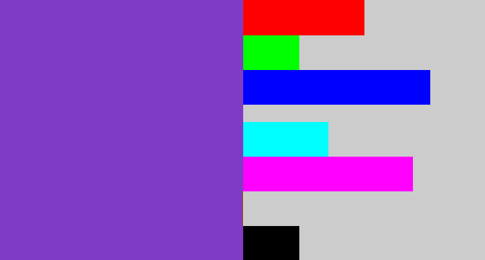 Hex color #7f3bc4 - bluey purple