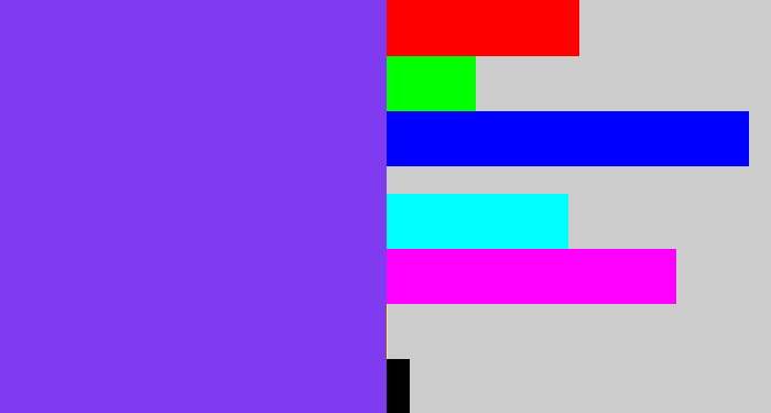 Hex color #7f3bef - bluish purple