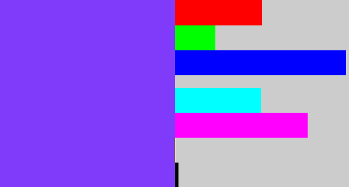 Hex color #7f3bf9 - bluish purple