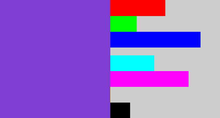 Hex color #7f3dd2 - bluish purple