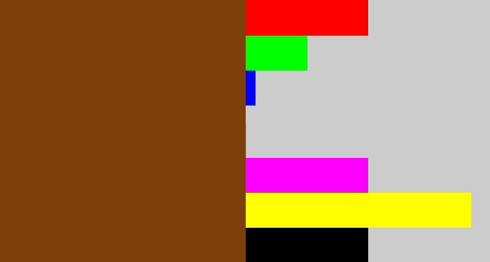 Hex color #7f3f0a - medium brown